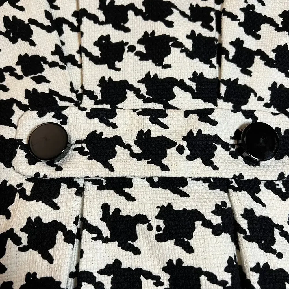 Kate Spade Houndstooth A-Line Button Up Coat Size S Holidays Preppy Classic - Picture 7 of 16